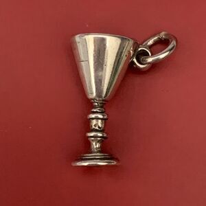 .925 Vintage Chalice Wine Goblet Sterling Silver Jewelry Charm #vino #religious